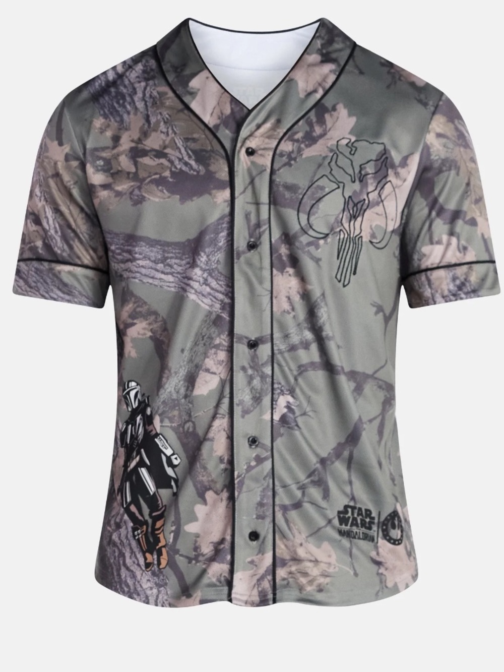 Star Wars Mandalorian Camo Baseball Shirt - Green, Black